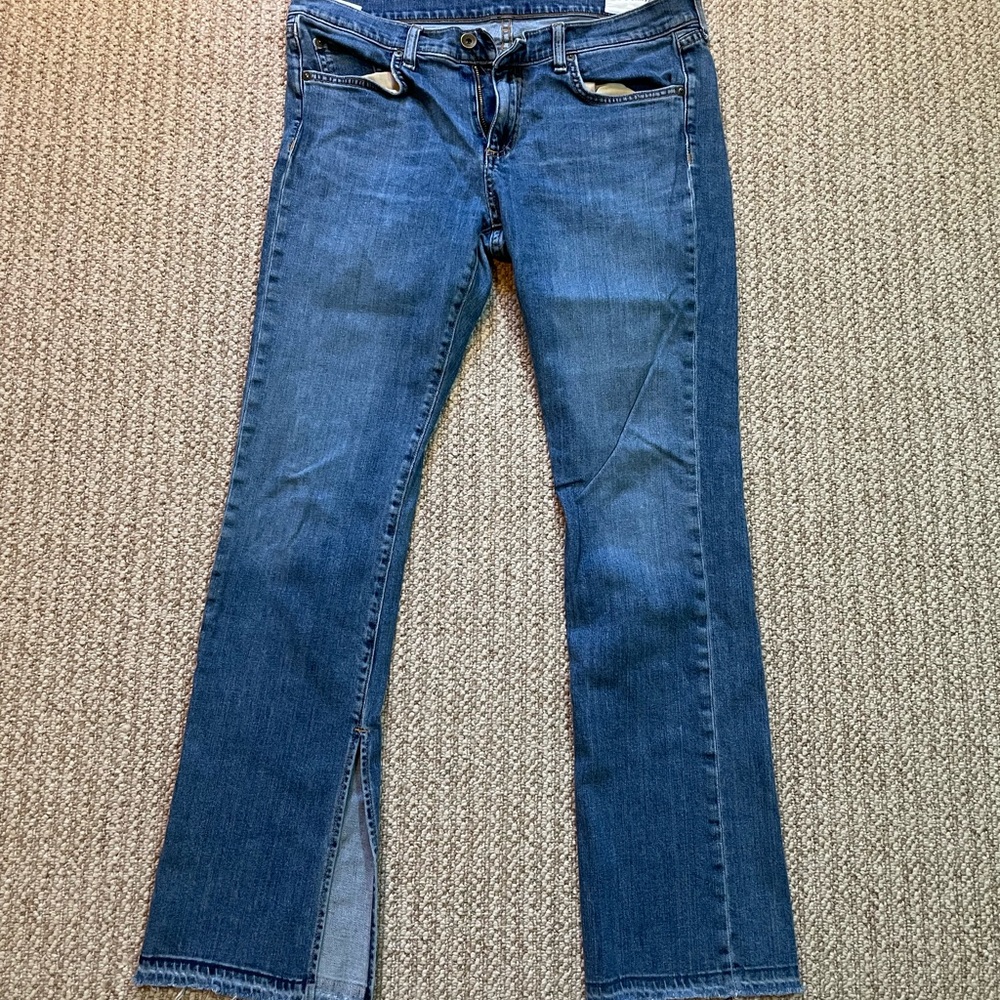 Rag & Bone Crop Flare Jeans Size 30 Raw Hem Side Slit